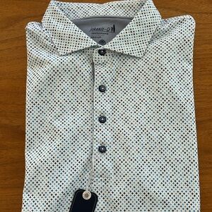johnnie-O Navy and White Patterned Polo
